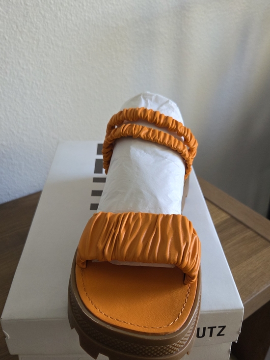 Schultz Shoes - These are Schutz Lirah  Orange Ruched Leather Sandals with a distinctive. Sz 7.5